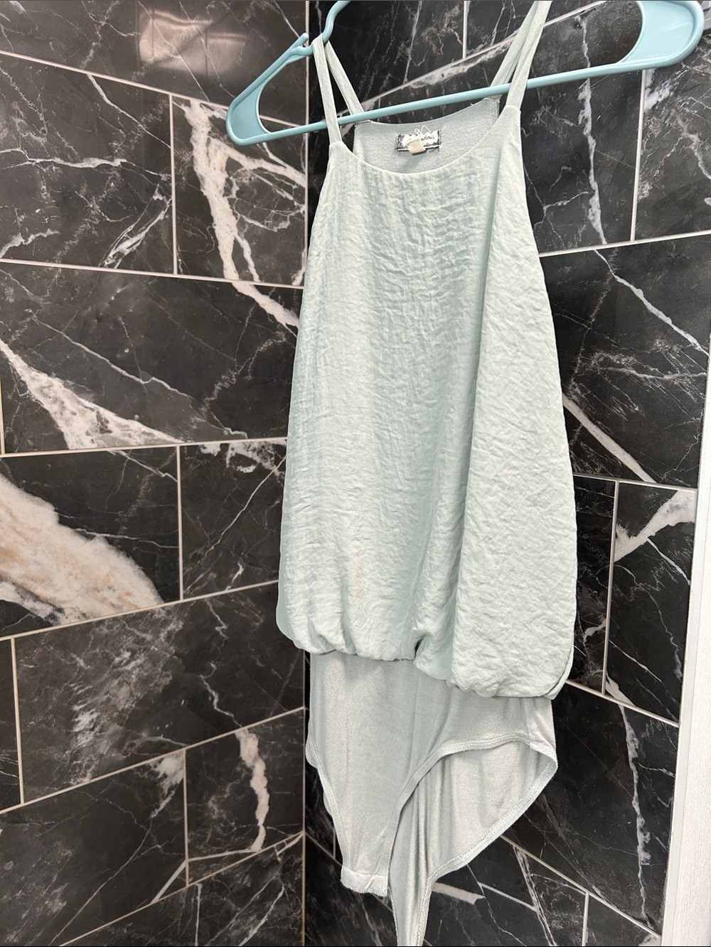 Eyeshadow Mint Green Sleeveless Bubble-Hem Bodysuit